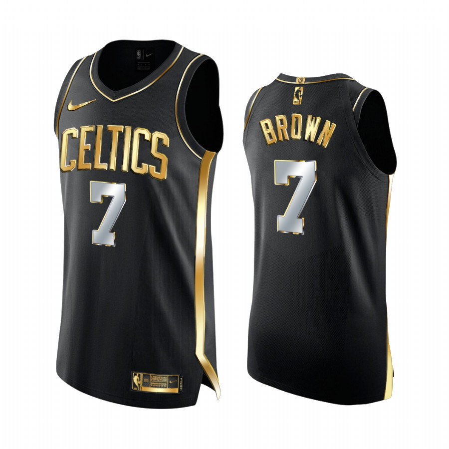 Men's Boston Celtics Jaylen Brown #7 Limited Edition Black Golden 2020-21 Jersey 2401KSKY